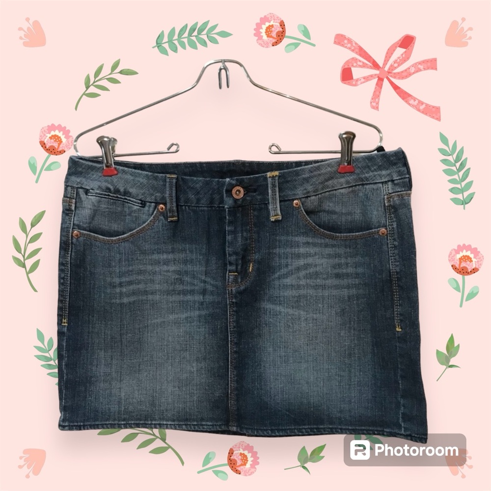 BUFFALO DAVID BITTON Blue Distressed Denim Skirt